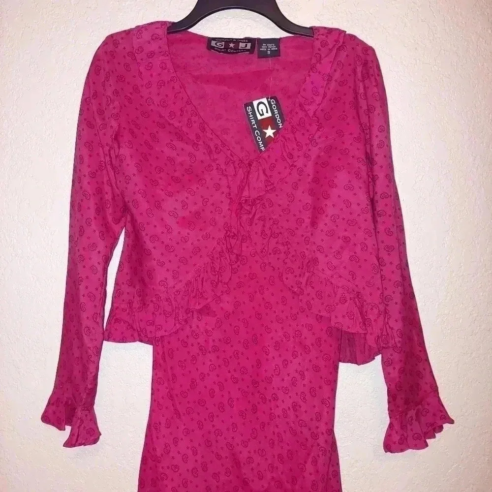 NWT Gordon James Womens paisley print crop Ruffle Cardigan & Dress Size Small - Picture 4 of 12